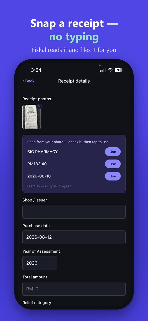 A receipt being read automatically from a photo
